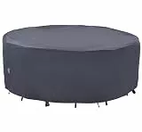 F&J Outdoors Schutzhülle für Gartenmöbel, Robust Reißfesten Wasserdicht Schneeschutz UV-beständige Runde Plane Abdeckung für Gartenmöbel Wetterfest im Sommer und Winter, 190x80cm, Grau
