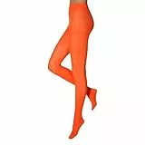 krautwear Damen Mädchen Leggins Leggings 60 den Karneval Fasching Kostüm schwarz rot rosa blau (neonorange L-XL)