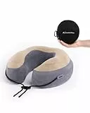 qeedo Comfort Pillow Neck Nackenkissen Flugzeug, Auto, Reise (ergnomisches Kissen Memory-Schaum) - individuelle Passform - Reisekissen mit waschbarem Bezug & Transporttasche (2-stufig komprimierbar)
