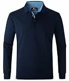 zitysport Poloshirts Herren Langarm Atmungsaktives Schnelltrocknend Langarmshirts Männer Sommer Knopfleiste T Shirts für Männer Casual Sport Shirt Basic Regular Fit Golf Polohemd (L Dunkelblau)
