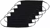 Oscar Apparels Wiederverwendbare Stoffmaske, 100% BCI Baumwolle mit elastischer Schlaufe, Schwarz, Erwachsene (5er Pack)
