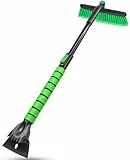 SEAAES Eiskratzer Auto, 89CM ausdehnbare Auto Reinigungsbürste und Schneebürste mit Schaumstoffgriff für SUV LKW Jeep Windschutzscheibe - Grün