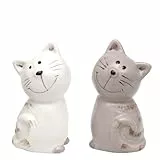 Dekohelden24 2er Set Keramik Salz-/ Pfefferstreuer/Gewürzstreuer als Katzen, Maße ca. 7 x 6 x 7 cm.