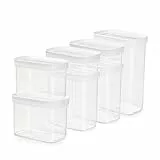 Emsa Optima 7-teiliges Trockenvorratsdosen-Set, 2 x 0,45, 2 x 1, 2 x 1,6, 2,2 Liter, rechteckig, 100 Prozent sicher, hygienisch, platzeffizient, Frischedichtung, transparentes Design, N1142900