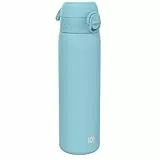 ION8 Leicht Stahl-Trinkflasche, 600 ml, Nicht Isoliert Auslaufsicher, Einhandöffnung, Sichere Verriegelung, Spülmaschinenfest, Klappdeckel, Tragegriff, Leicht zu Reinigen, Alaskablau