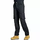 Endurance Cargohose, Ripstop-Gewebe, Militär-Stil, ideal für Handwerker, mit Sicherheitstasche mit Reißverschluss und Taschen im Kniebereich (Schwarz, 30W/33L)
