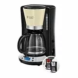 Russell Hobbs Kaffeemaschine [Digitaler Timer, Brausekopf für optimale Extraktion&Aroma] Colours+ Creme (1 bis 10 Tassen, 1,25l Glaskanne, Warmhalteplatte, 1100W) Filterkaffeemaschine 24033-56