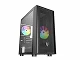 Oversteel - Aeris Gaming PC Gehäuse kompatibel mit Micro ATX und ITX Boards, 2 120mm RGB Lüfter, Mesh Front, 2 Staubfilter, gehärtetes Seitenglas, USB 3.0, Schwarz