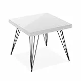 Versa Denver Beistelltisch für das Wohnzimmer, Schlafzimmer oder die Küche. Moderner, niedriger Tisch, Maßnahmen (H x L x B) 43 x 50 x 50 cm, Holz und Metall, Farbe: Weiß
