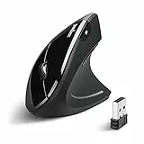 Perixx 11167 PERIMICE-713 Ergonomische Vertikale Kabellose Radiofrequenz Maus, Empfohlen bei Tennisarm/Mausarm, 800/1200/1600 DPI, An/Aus-Schalter Mouse WL Ergo vertical Black