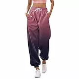 pxjsdwe Ross Camp Jogginghose Damen, Damen Jogginghose Lang High Waist Freizeithose Trainingshose Sport Baggy Sporthose Fitness Baumwolle Sweathose mit mit Elastischem Taschen Laufhosen Sweatpants