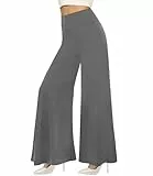 QGGQDD Palazzo-Hose mit weitem Bein für Damen – lässige, weiche, hohe Taille, Loungehose, lockere, bequeme, dehnbare Hose, GRAU, Groß
