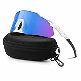 suoso Schnelle brille-Polarisiert-Sportbrille-TR90 Rahmen-MTB-Fahrradbrille für Herren und Damen-Sport Sonnenbrille-UV400 Schutz-Sport für Fahrrad/Ebike/Laufen,Eisblau