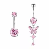 Rajnard Bauchnabelpiercing Gold Silber Chirurgenstahl Schmetterling Bananabells Piercing Schmuck 6mm 8mm 10mm 12mm 14mm Stablänge