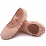 Uniuni Ballettschuhe Kinder Ballettschläppchen Mädchen Ballett Schläppchen Leinen Tanzschuhe Geteilte Ledersohle Beige 25
