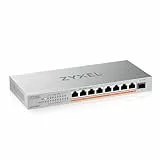 Zyxel Netzwerk PoE Switch 8 Port | Unmanaged Multi Gigabit LAN Splitter | 8X 2.5 Gbit PoE++ mit 100W Budget + 1x 10Gb SFP+ Ports | Lüfterlos Design | Desktop oder Wand Montage | XMG-108HP