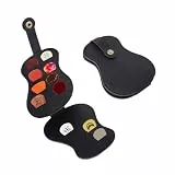 WLLHYF Gitarren Picks Halter PU-Leder Plektren Organizer Aufbewahrungstasche Plektren Tasche mit Steckplätzen Zubehör für Akustik und E-Gitarre Schwarz (nur Hülle) (18 Stück)