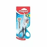 Maped - Linkshänder-Schere SENSOFT, 13 cm, flexible und ergonomische Griffe, abgerundete Spitze - blau-pink, blau-grau, orange-rot