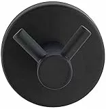 WENKO Wandhaken Duo Bosio Black matt, Edelstahl, inkl. Schraubmaterial, Ø 5,5x5,5 cm, Schwarz matt