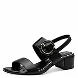 MARCO TOZZI Damen Sandalen mit Absatz mit Klettverschluss Elegant, Schwarz (Black), 38 EU