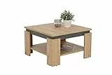Hela Tische, Couchtisch Sofatisch Tim, Quadratisch, Holzwerkstoff melaminbeschichtet, farbiger Tischkranz, Artisan/Anthrazit, 68 x 68 x41cm