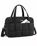 BAGSMART Sporttasche Damen, 29L Puffer Reisetasche für unterwegs mit Laptopfach, Wochenendtaschen für Damen, Handgepäck Reisetasche für persönliche Gegenstände, Schwarz