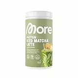 MORE Protein Iced Matcha Latte, 500g, Vanilla Crumble, Matcha Grünteepulver mit wertvollen Proteinen, wenig Zucker und Fett - made in Germany