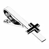 JewelryWe Krawattenklammer mit Kreuz Herren: Elegante Krawattennadel für Anzug Business Hochzeit Metall Krawatten Halter Tie Clip 5,5cm Konfirmation Kommunion Religionsschmuck für Männer