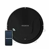 Rowenta RR8225 X-Plorer Serie 45 Staubsaugerroboter mit Infrarot-Sensoren, 3-in-1-Reinigungswirkung, 2 Seitenbürsten, 3 Modi, kompatibel mit Sprachassistenten, Schwarz für Teppiche