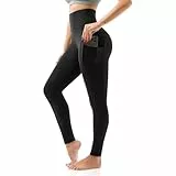 SINOPHANT Sport Leggings Damen mit Taschen, High Waist Sportleggins Lang Blickdicht Laufhose Fitnesshose Sporthose Yogahose für Yoga Sport(#1er Pack Schwarz Seitentasche,L-XL)