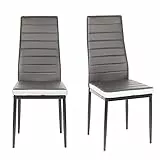 XUANYU Esszimmerstühle mit Hoher Rückenlehne Bis 120 kg Belastbar, Kunstleder Sitz und Stahl Gestell, Küchenstühle Set, Esszimmerstuhl Set, Stühle für Esszimmer, Küche (4, Grau-weiß, 40×39×98 cm)