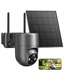 NUASI 2K Überwachungskamera Aussen Solar WLAN, 360° PTZ Kamera Überwachung Aussen Akku mit PIR-Erkennung, 2-Wege-Audio, Farbige Nachtsicht, IP66 Wasserdicht