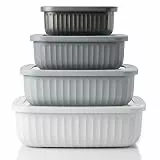 Arendo – Lunchbox - Vorratsdosen Set mit Deckel – 4 Dosen bis zu 4 Liter – Dampf-/Druckventil – ineinander stapelbar – spülmaschinengeeignet – für Lebensmittel Vorräte Meal-Prep u.v.m.