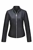Geschallino Damen PU Jacke Große Größen Frühlings Herbst Mantel Lässiger Kurz Lederjacke 37Plus Schwarz 3XL
