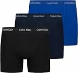 Calvin Klein Herren 3er Pack Boxershorts Trunks Unterwäsche, Mehrfarbig (C-Black/Blu/Blu), M