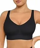 FeelinGirl BH Damen ohne Bügel Seamless Push Up Komfort Klassische BHS Große Brüste Starker Halt 3 Haken-Rückenverschluss Schwarz XL