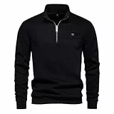 PANVER Sweatshirt Herren Sport Mode Casual Pullover Klassisch Trend Komfortabel Einfarbig Langärmeliges Sweatshirts B-Black M