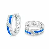 ZIPPICE Blau Opal Ohrringe Damen 925 Sterling Silber Creolen Klein Creolen Silber 925 Opal Schmuck Geschenke für Frauen Ehefrau Mädchen Muttertagsgeschenke für Mama