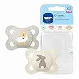 MAM Original Schnuller | 0-6 Monate | Schnuller für Neugeborene | 94% Akzeptanz | stillfreundlicher Babyschnuller | von Hebammen empfohlen | zahnfreundlich | SkinSoft Silikon | Schaf/Hase | 2 Stück