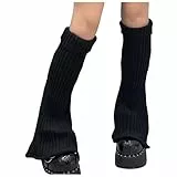 2025 Socks Japanische Lolita Beinwärmer Gothic Strick Lange Socken Leggings Gamaschen Knie Winter Manschette Knöchel Haufen Socke (Black, One Size)