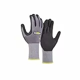 texxor 12 Stück Nylon-Strickhandschuhe black touch® 2450, Packung, grau-schwarz, 10/XL, Strickhandschuhe, Arbeitshandschuhe, Nylonhandschuhe