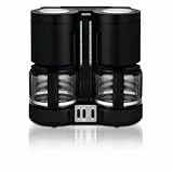 Krups Filterkaffeemaschine Duothek Plus, Kombiautomat, 2 unabhängige Brühsysteme, Kaffee und Tee, 2 x 10 Tassen, 2 Schwenkfilter mit Tropfverschluß, 2 separate Wasserstandsanzeigen, Schwarz, KM8508