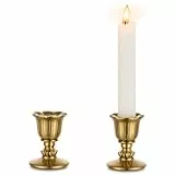 Vintage Kerzenständer kerzenhalter Stabkerzen Messing - Romadedi 2er Set Kleine Stabkerzenhalter Gold für Retro Antik Tischdeko Hochzeit Wohnzimmer Weihnachten Party Adventskranz Deko