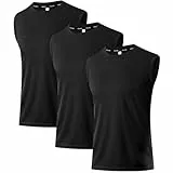 Holure Herren 3 Pack Tank Top Quick Dry Ärmelloses Muskelshirt Reflektierende Streifen Funktionsshirt Schwarz/Schwarz/Schwarz 03-L