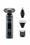 ETA Rotationsrasierer Herren Lucas I Akku (Li-Ion) I 3 Trimmer I Wasserfest I Akkulaufzeit 50 Minuten I LCD Display I LED-Anzeigen I Geschwindigkeiten: 1