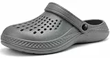 BARFULKER Clogs Herren Pantoletten Sommer Leicht Hausschuhe Atmungsaktiv Gartenschuhe rutschfest Weiche Strand Slippers Sandalen,(Grau,42/43 EU)