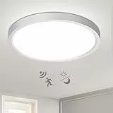 Oraymin Deckenleuchte mit Radar Bewegungssensor und Dämmerungssensor, 18W Deckenlampe mit Bewegungsmelder innen, 4000K Runde LED Lampe, 1800LM Wandleuchte für Flur Keller Garage Treppe, Φ23*2.4cm