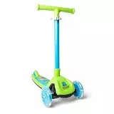 Dinosaur Trail Twist Kinder-Scooter, Grün und Blau, leuchtende Räder, zusammenklappbarer Lenker, Höhe 78,3 cm, max. Gewicht 50 kg, für Jungen und Mädchen ab 3 Jahren