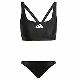 adidas Damen 3 Stripes V-Back Bikini, Black/White, 34