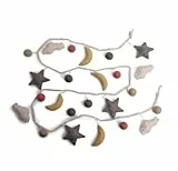 Handmade & Fairtrade Certified | Gry & Sif | Stylish Danish Design X Artisans from Nepal | Girlande mit Sternen und Monden aus Filz für Kinderzimmer | 1,8m